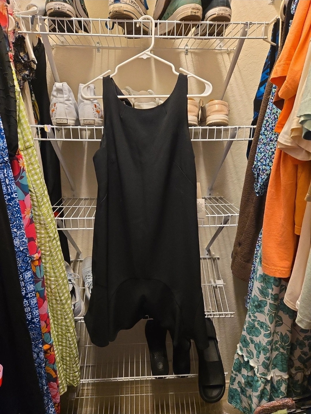 Eliza J Black Sleeveless Midi Dress with Flared Hem